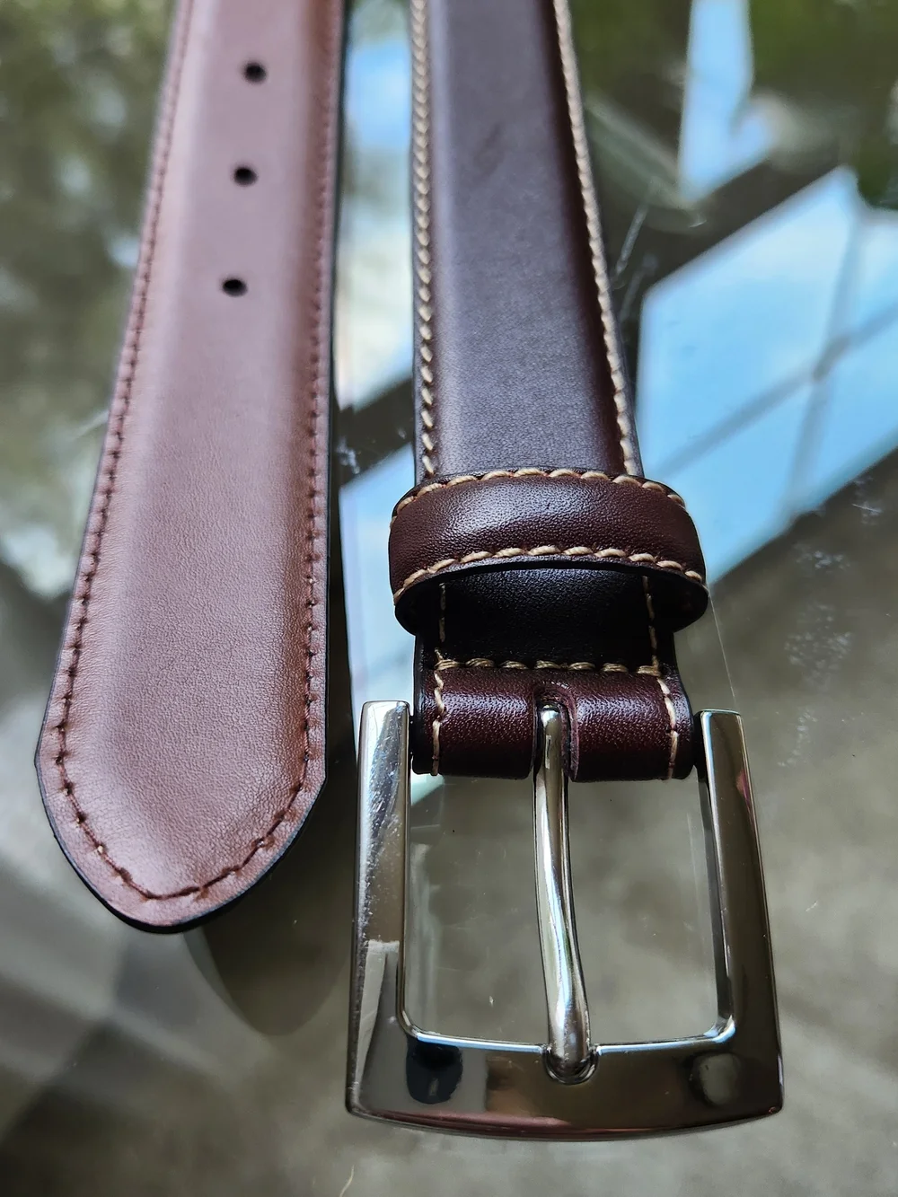 NWT Brooks Brothers Belt Mens 44 Brown Genuine Leather Dress Burnished Brass